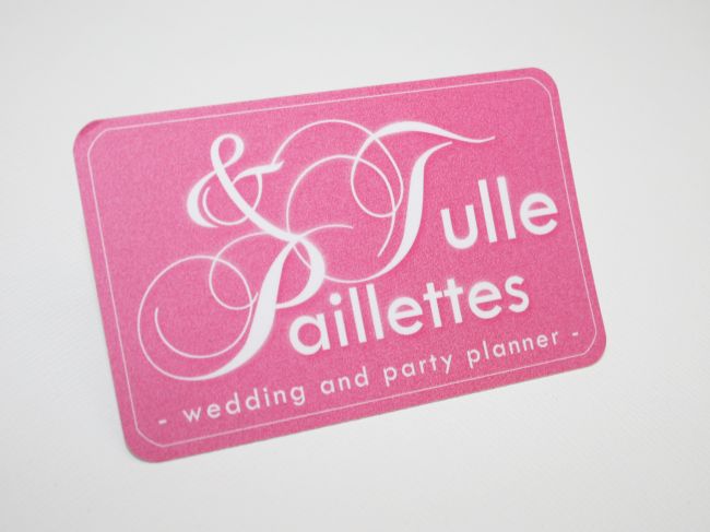 TULLES et PAILLETTES, cartes de visite originale papier avec bords arrondis pour wedding planner à Marseille (13)